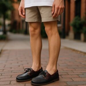 Sperry Top Sider Mens 9M Boat Shoes Black Leather Lace Up Comfort STS10380